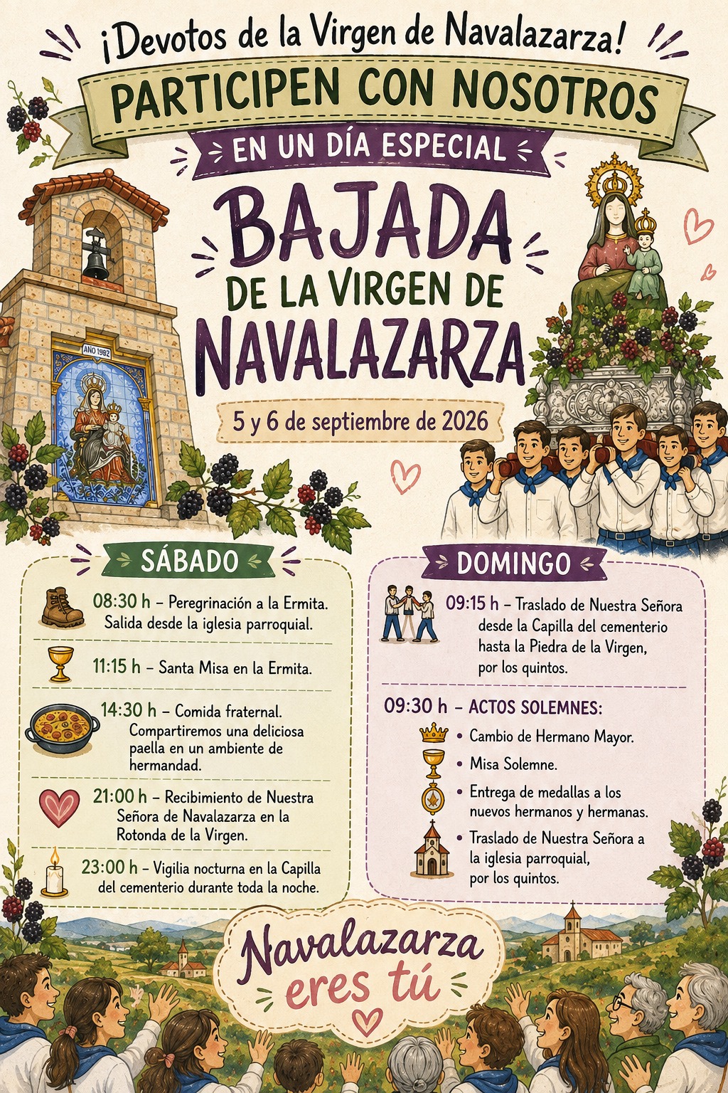 ACTIVIDADES CON MOTIVO DE LA BAJADA DE LA VIRGEN DE NAVALAZARZA